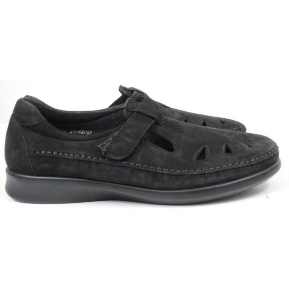 SAS Shoes Roamer-N Slip On Loafer Hook & Eye Charcoal Leather Comfort 10 WIDE - Picture 4 of 8